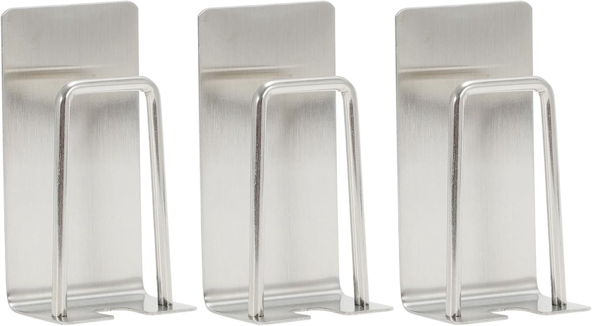 SnelShoppen - 3 Stuks RVS Tandborstelhouders, 2-in-1 Wandmontage Bekerhouder, Tandborstelstandaard, Zelfklevende Tandborstelhouder voor Tandborstels,