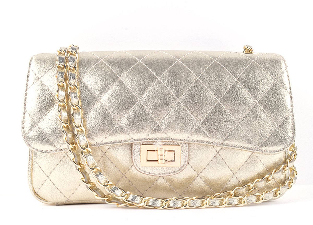 Giuliano lederen schoudertas Amoura - Metallic - Dames - Made in Italy - Goud