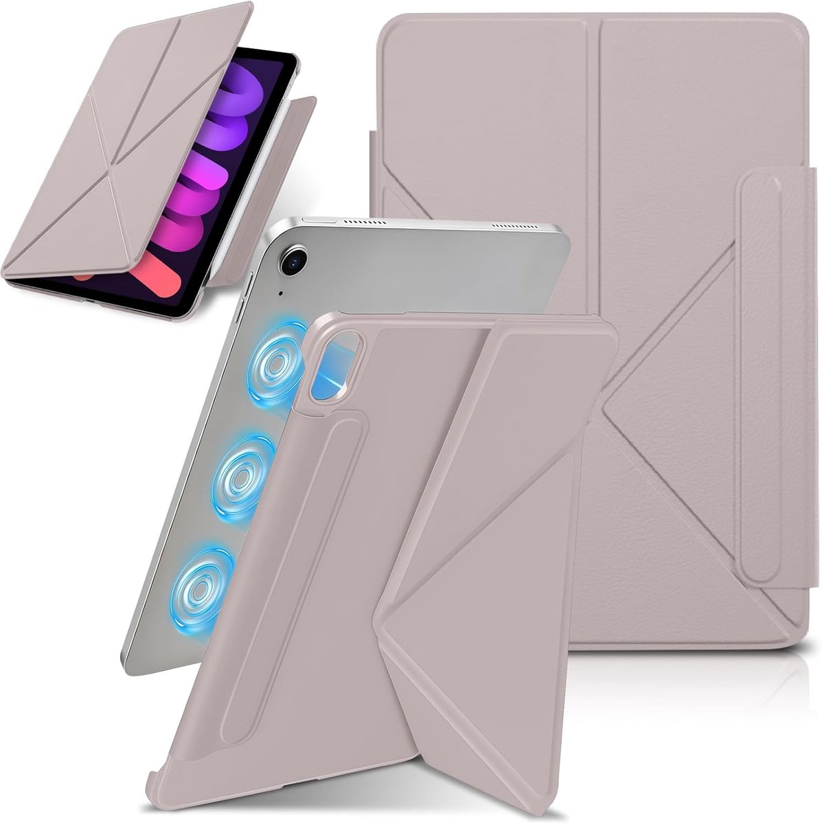 SnelShoppen - iPad Mini Hoesje (A17 Pro, 2024 Model, 7e Generatie) / Mini 6 (2021 Model, 6e Generatie) - Beschermende Cover met Sterke Magnetische Slu