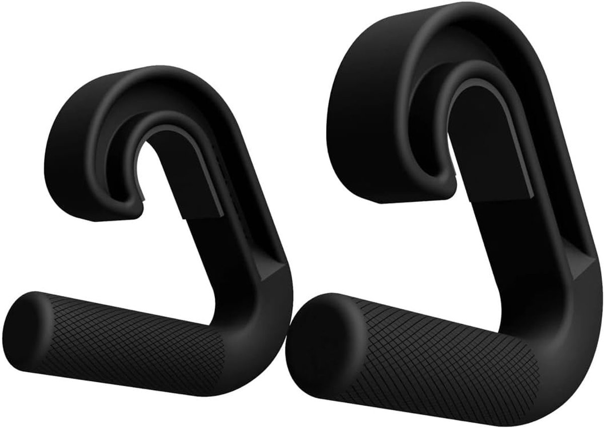 SnelShoppen - 2 Pack Anti-Slip Fitness Haak Grip Pull Up Weerstandsband Handvatten Multi-Functionele Fitness Verticale Grip - Nylon, Zwart, Ideaal voo