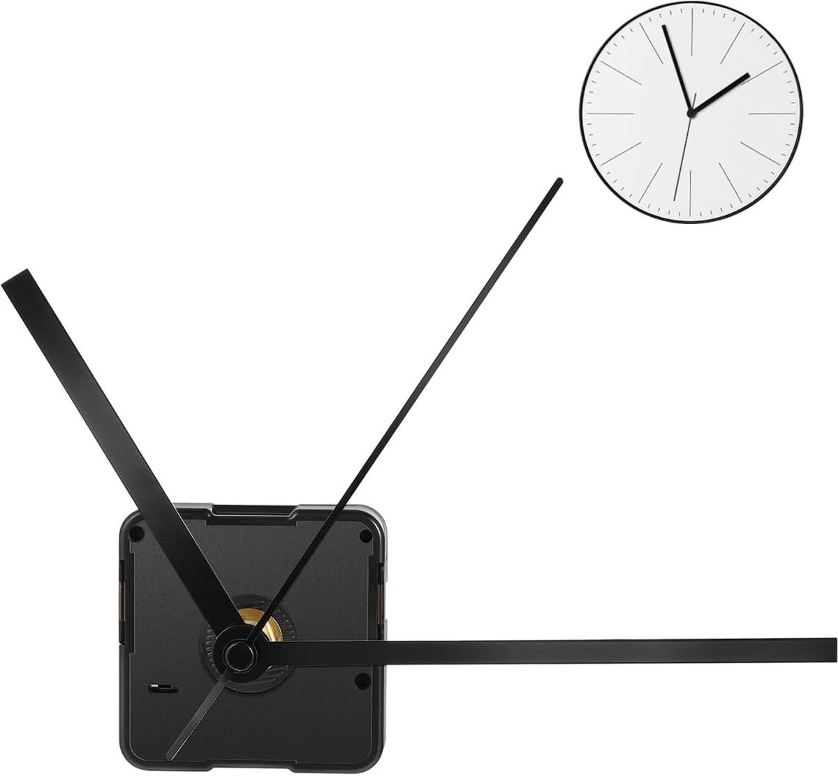 SnelShoppen - Jojofuny Uurwerkmechanisme voor Wandklokken met Zwarte Wijzers, Geruisloos, Zelfbouw Uurwerk, Eenvoudige Montage, Schroeflengte 14 mm