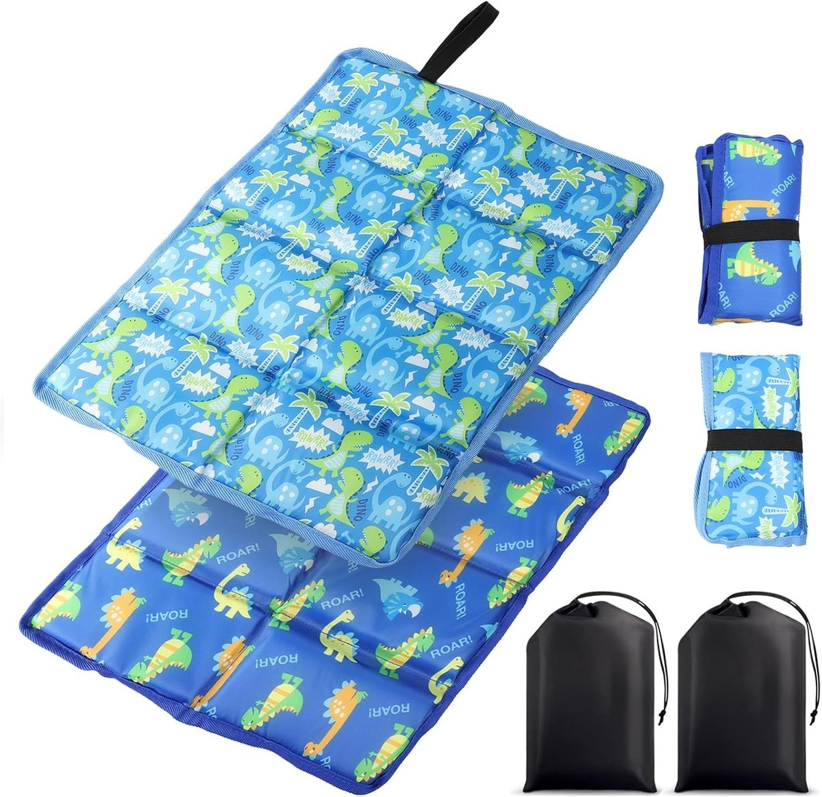 Duurzame en waterdichte zitkussens voor kinderen en volwassenen, 34 x 36 cm, set van 2, machinewasbaar, opvouwbaar, met schattige dinosaurussen