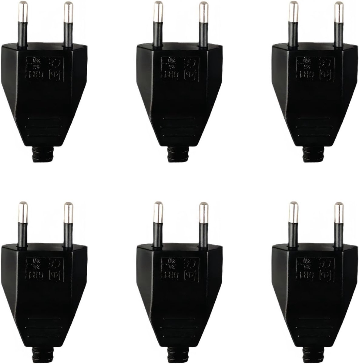 SnelShoppen - 6 Stuks Zwart Afneembare Stekkers, Platte Stekker met Europese Schroefconnector, Europees Standaard Paneelstekker voor Huishoudelijk Geb