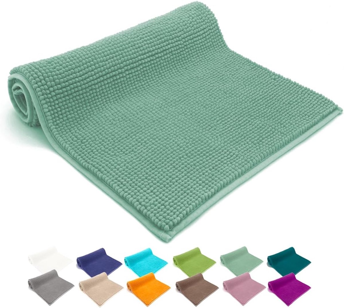 SnelShoppen - Badmat Chenille Super Fluffy, Absorberend, Antislip, Oeko-Tex, Mint 50 x 80 cm - Luxe Badkameraccessoire