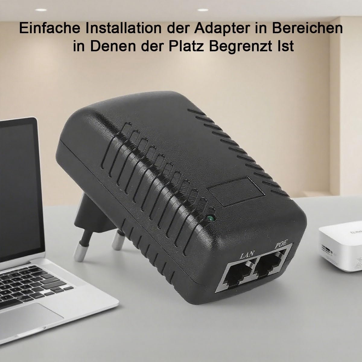 SnelShoppen - PoE Injector 48V 0.5A Wand PoE Injector Voedingsadapter voor IP Telefoons, Camera's en Access Points – Drievoudige Bescherming (EU)