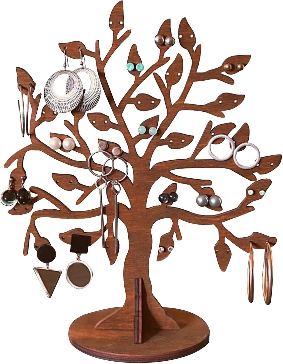 SnelShoppen - Houten Oorbellenhouder met 64 Gaten - Sieraden Organizer voor Vrouwen en Meisjes - Perfect voor Thuis of Winkels - Stevige Houten Oorbel