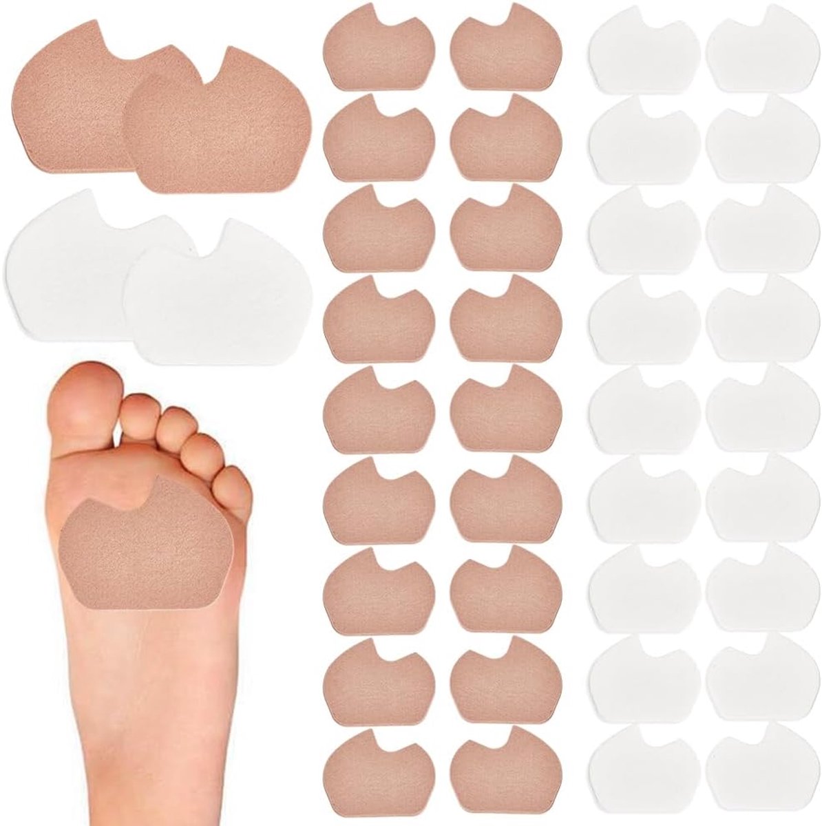 SnelShoppen - 40 stuks zelfklevende vilten middenvoetkussens, anti-slip voetkussens voor dames en heren, pijnverlichting en ondersteuning voor schoene