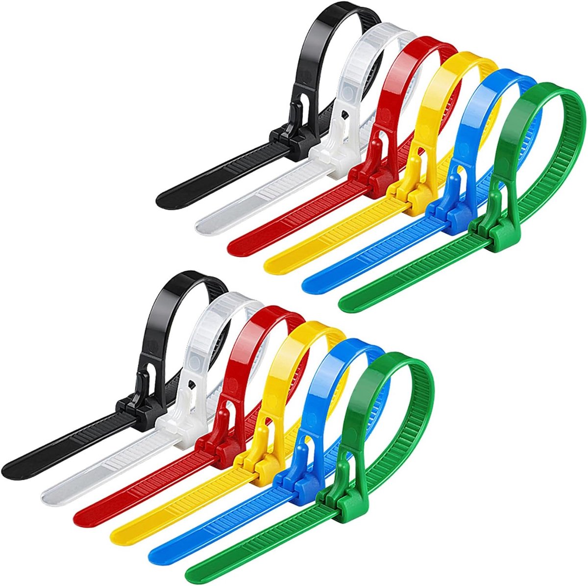 Pack of 50 Reusable Cable Ties, Strong Plastic Wires, 200 x 4.8 mm, Indoor and Outdoor Up, UV Resistant for Fences - ShopVlot