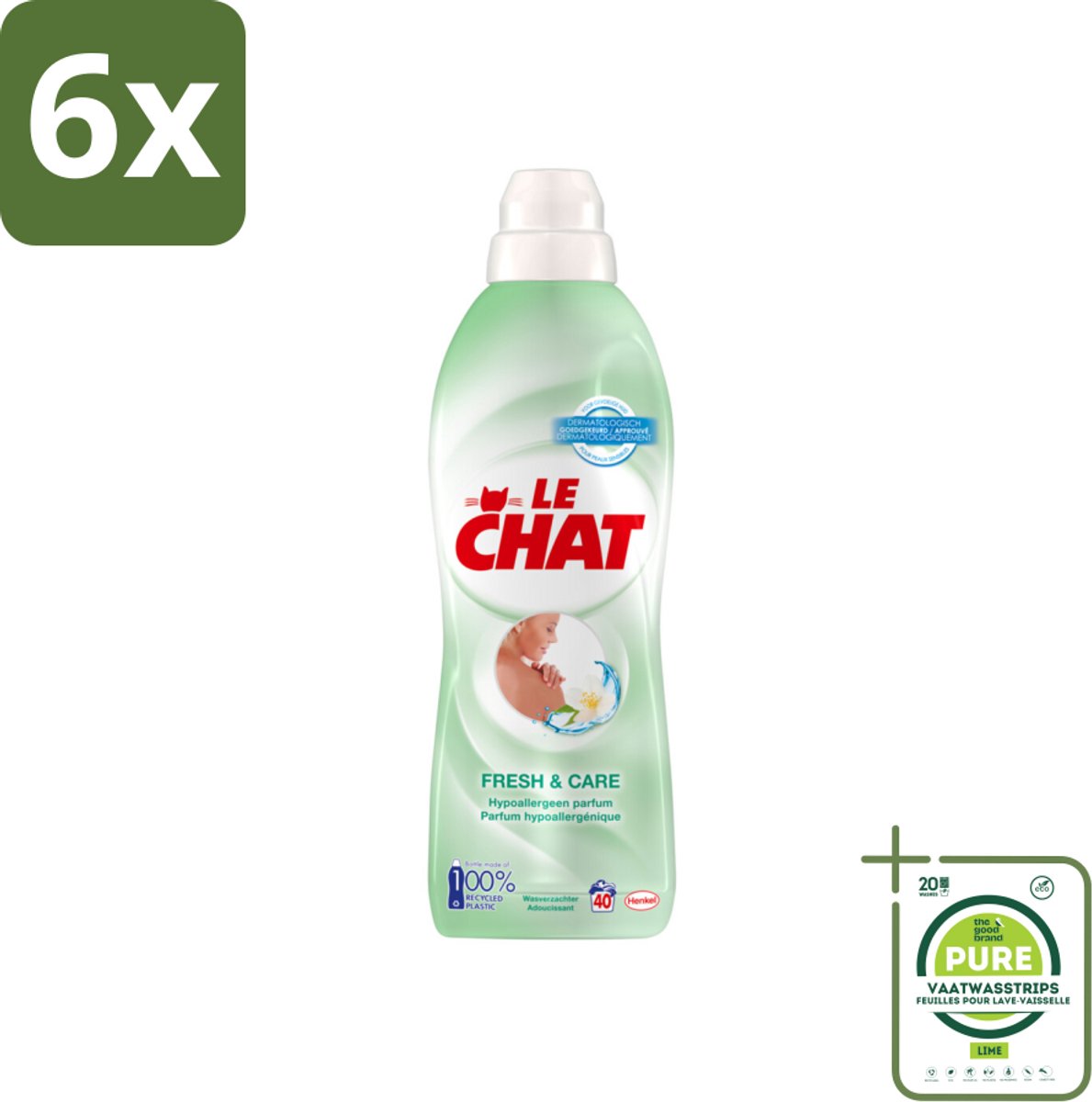 Le Chat – Wasverzachter – Fresh & Care – 880 ml - Voordeelverpakking - 6 stuks - Wasverzachter - Frisheid