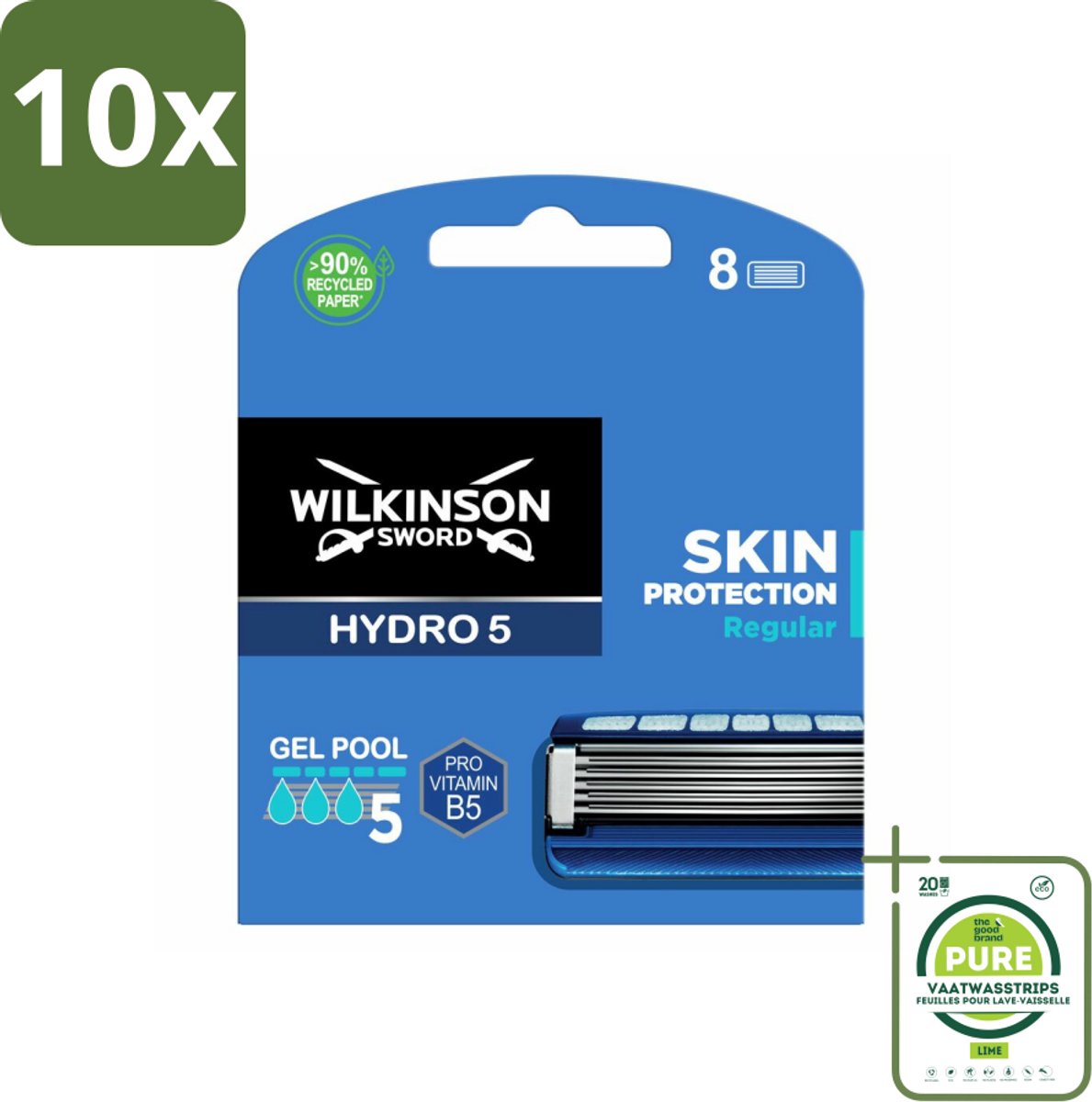 10 x Wilkinson Sword - Navulmesjes - Hydro 5 Skin Protection - Beschermend - 8 mesjes - Grootverpakking - Scheermesjes - Hydro 5 - Huidbescherming - Scheermes - Scheerapparaat