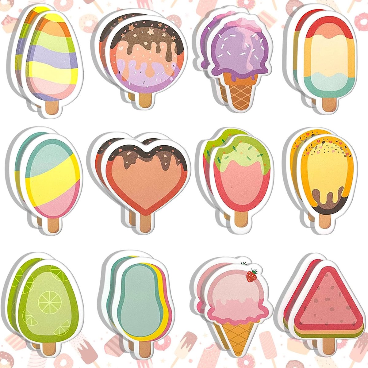 Set van 24 Zelfklevende Mini Notities - Kleurige IJsblokjes voor Kantoor, School en Cadeaus voor Studenten en Kinderen