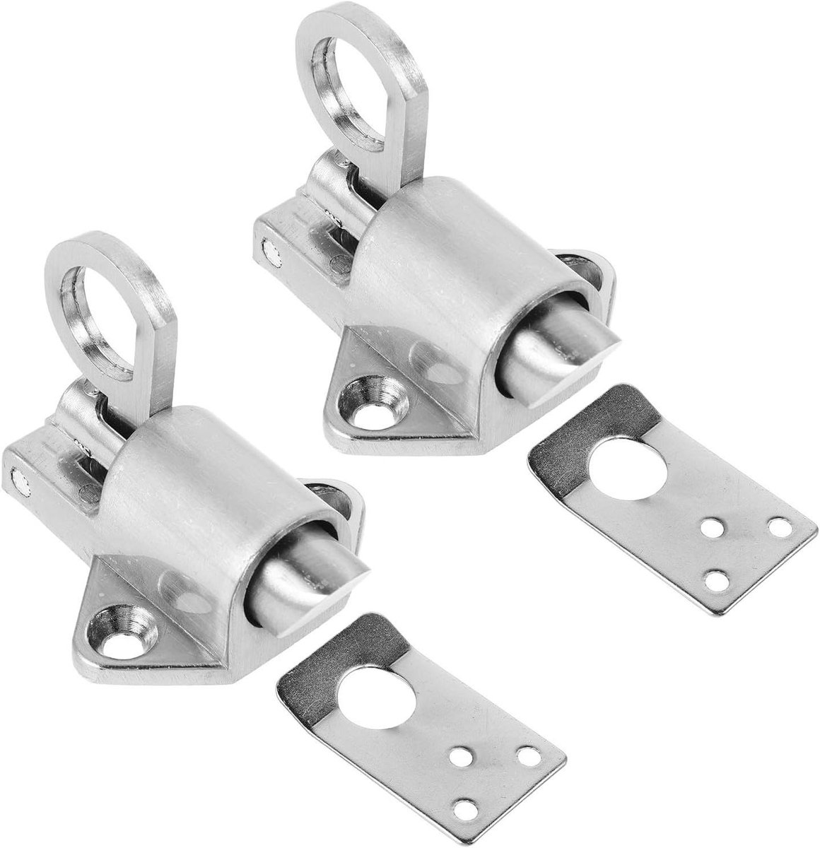 Zelfsluitende Deursloten - Veergrendelsloten Schuifgrendels - Houten Constructies Beveiligen - Automatisch Veermechanisme - 5.2 x 4.3 x 4 cm - Zilver