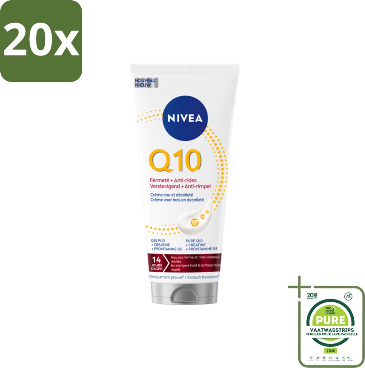 20 x NIVEA – Neck & Decolleté Crème – Q10 Verstevigend + Anti-Rimpel – 200 ml - Grootverpakking - Anti-rimpel Crème - Hals En Decolleté Crème - Huidversteviging - Q10 Crème - Rimpelverlichting