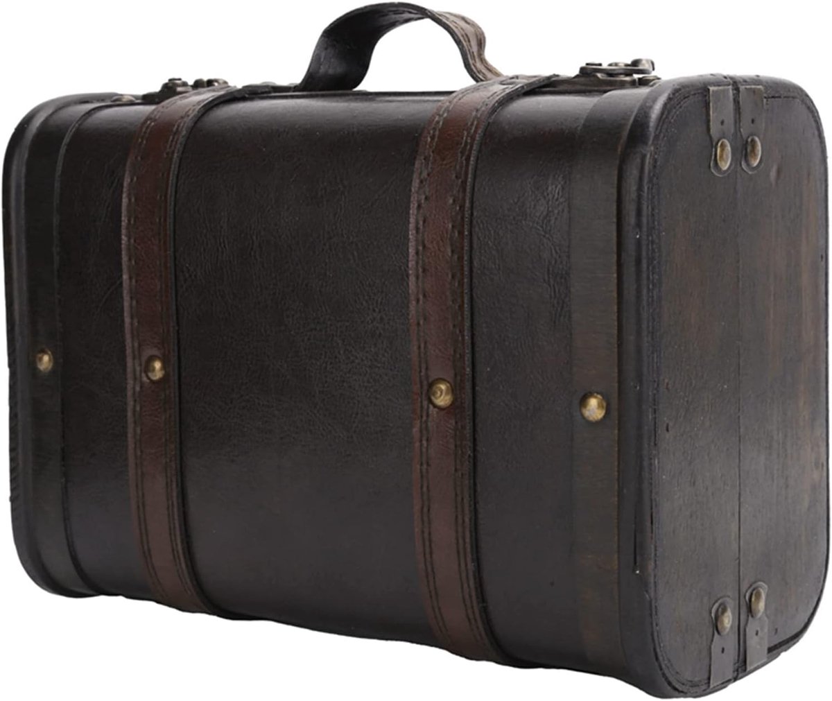 SnelShoppen - Vintage Houten Koffer, Retro Design, Bagage Koffer voor Studio Decoratie en Fotografie Props, 24 x 17,2 x 12 cm, Ruim en Duurzaam