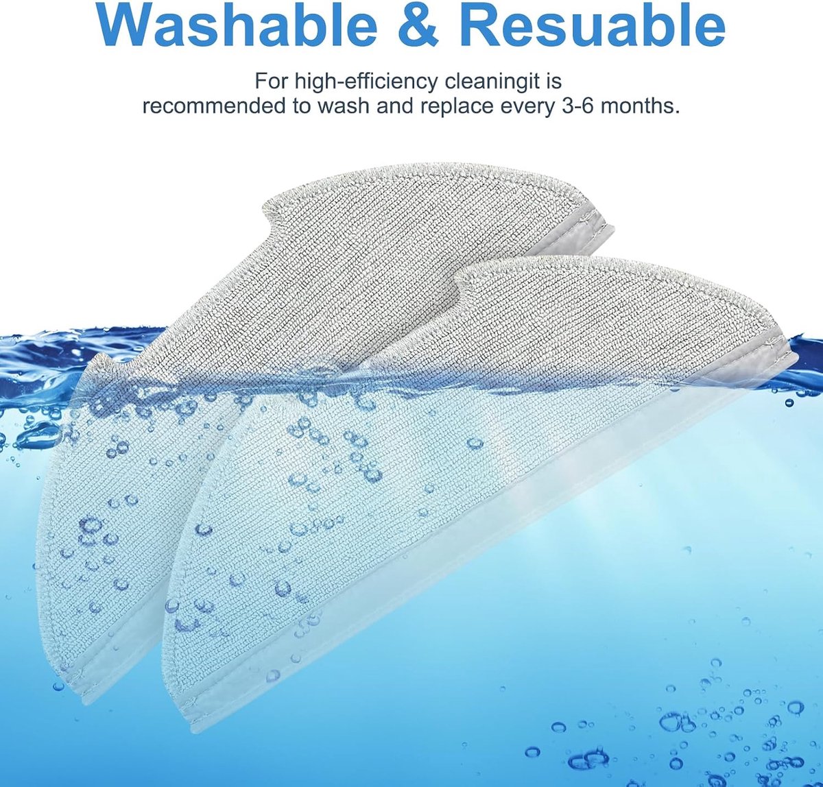 SnelShoppen - 4 Stuks Vervangende Mop Pads voor Robotstofzuiger, Wasbare Herbruikbare Vervangaccessoires, Perfecte Compatibiliteit, Hoog Absorberend,