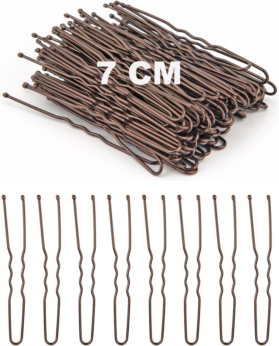 SnelShoppen - Haarspelden Groot 100 stuks 7cm Bruin U-vormige Haarklemmen voor Dik Haar Bobby Pins met Opbergdoos voor Bruiloft en Kapsalon