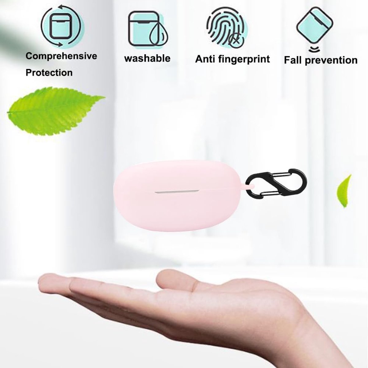 SnelShoppen - Silicone Hoes voor Xiaomi Redmi Buds 4 Lite - Schokbestendige Beschermhoes met Sleutelhanger - Zacht Silicone - Roze - Ideaal voor Dagel