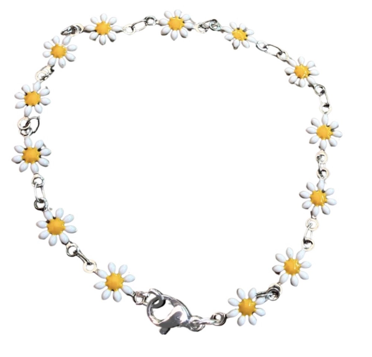 Enkelbandje -madelief -zilverkleur -Wit Daisy 25-27 cm- Charme Bijoux