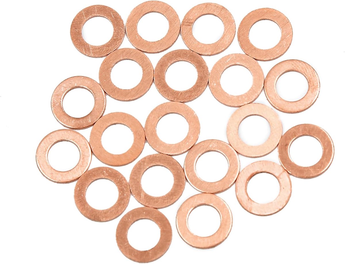 SnelShoppen - Set van 20 stuks A ABSOPRO Koperen platte afdichtringen voor schroefmoer M8 x 14 mm x 1 mm - Geschikt voor auto en elektrische verbindin