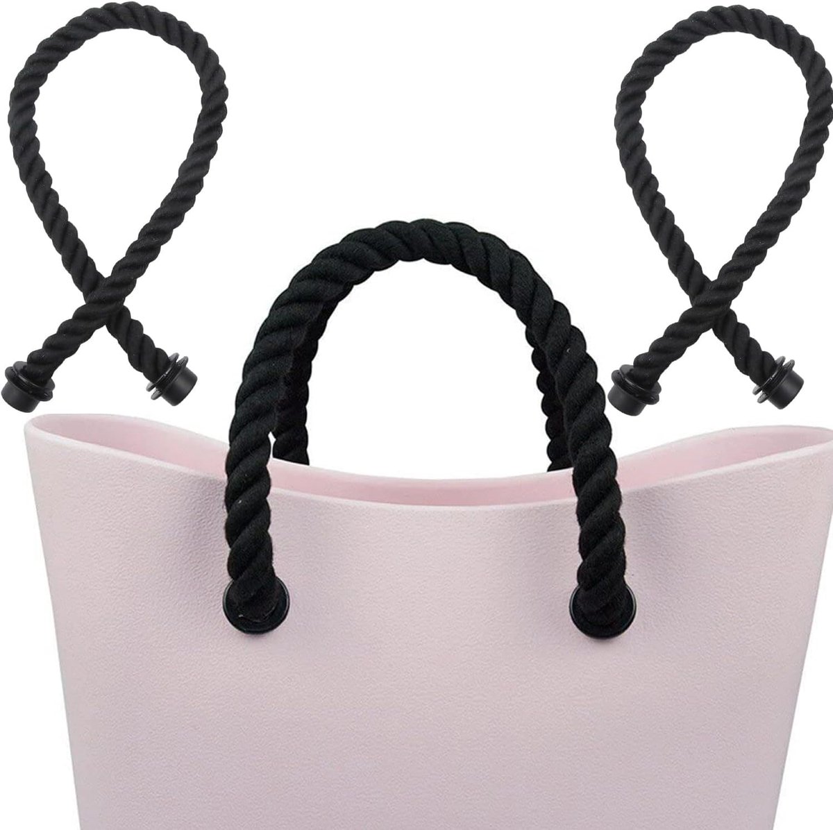 SnelShoppen - Classic Mini Handgreep met Touwhandvatten - 2 Stuks - 65cm Lang - Duurzaam Gevlochten Jute - Ideaal voor Handtassen, DIY Projecten en Ac