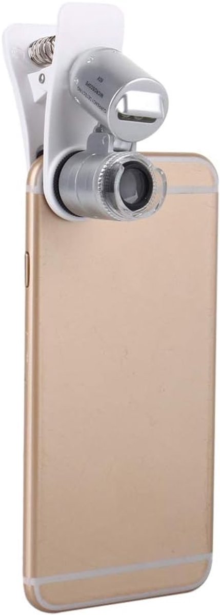SnelShoppen - Vergrootglas met Clip, 60x Vergrotingslens voor Smartphone Camera, LED Microscoop Vergrootglas voor Uurwerken, Inspectie en Lensaccessoi