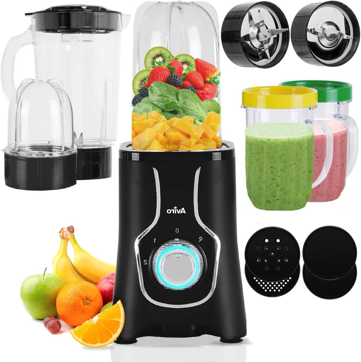 Keuken Blender - Smoothie Maker - Gezonde Dranken Maken - Alles-in-één Veelzijdigheid - 1000ML Kan 4 Bekers - Zwart