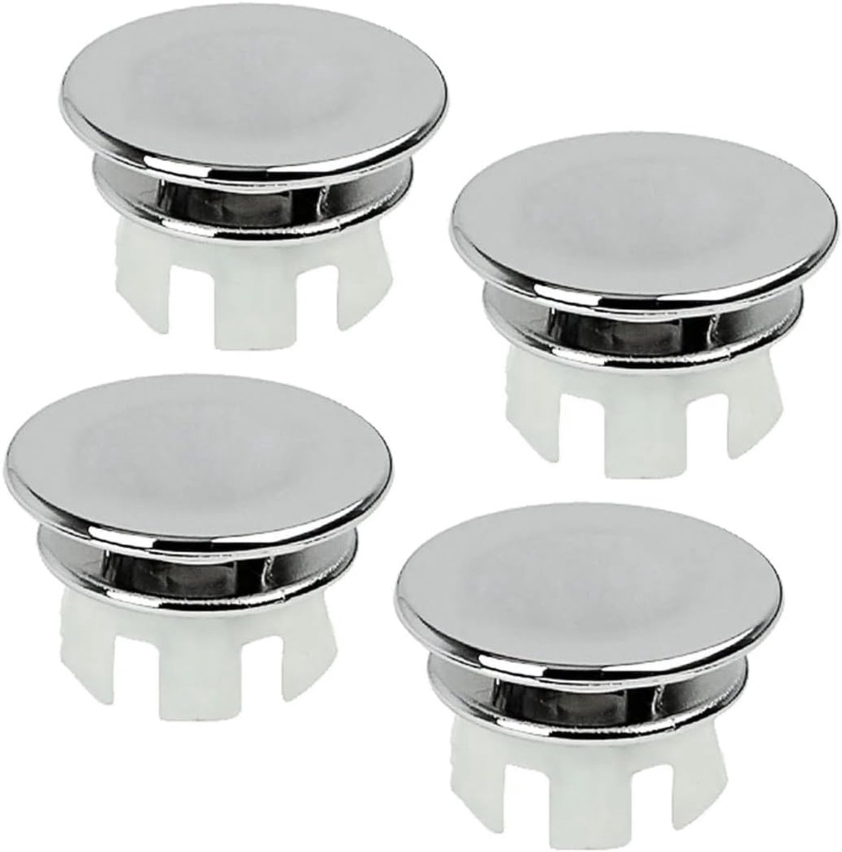 SnelShoppen - Set van 4 Dubbele Laag Solid Ring Afvoerbedekkingen voor Wastafel, Ronde Deksel, Overloopbedekking in Gat, ABS, 22-24mm