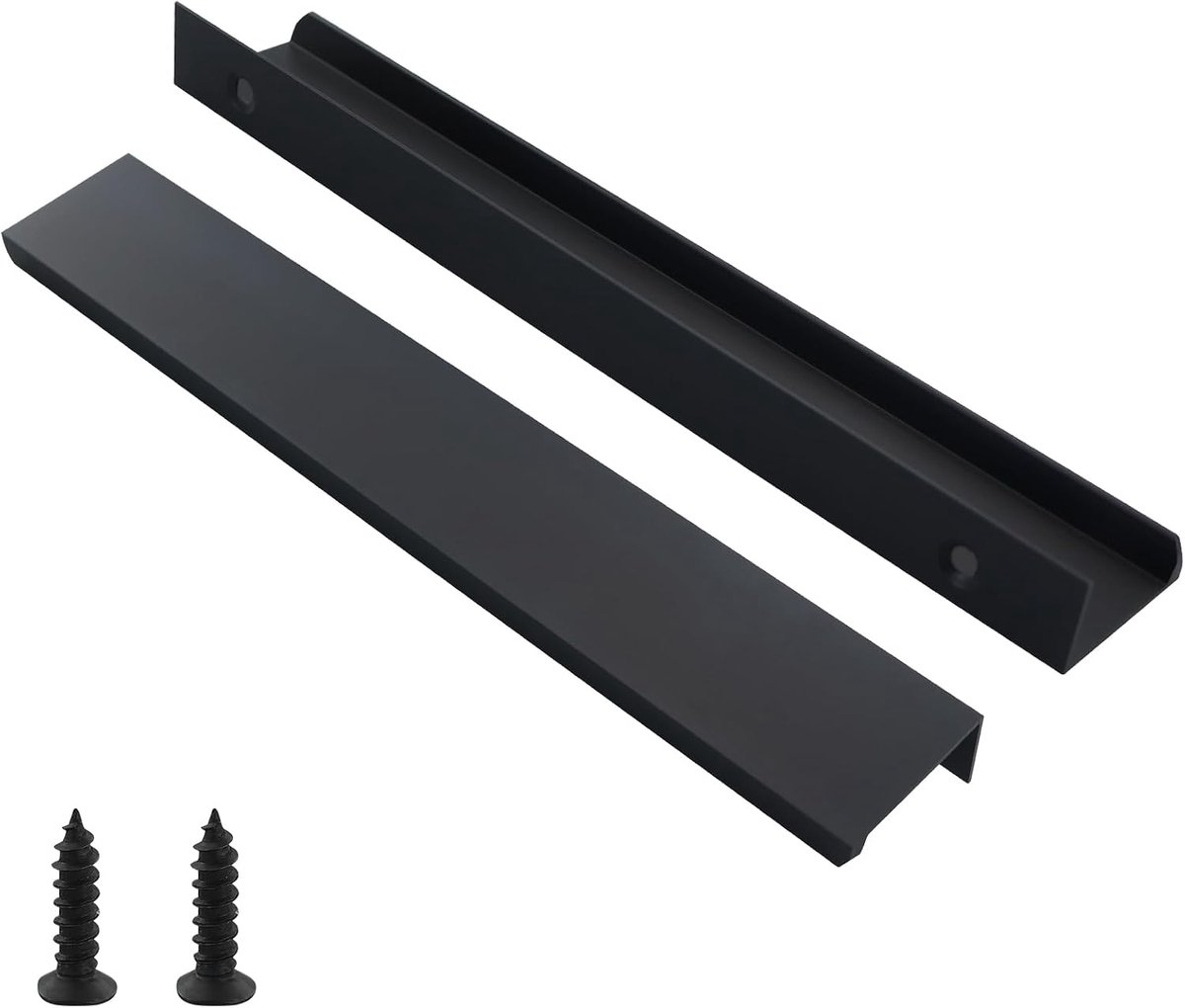 SnelShoppen - Zwarte Verzonken Meubelhandvatten voor Keuken en Kasten 200mm - 8 Stuks Aluminium Legering met Schroeven - Duurzaam en Roestvrij