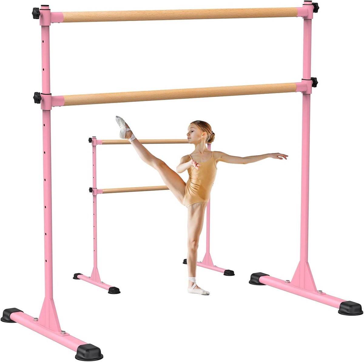 SnelShoppen - Vrijstaande balletbar, hoogte verstelbaar, robuuste dansbar met antislip rubberen pads, verbeterde stabiliteit, ideaal voor kinderen en