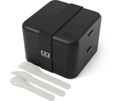 Monbento Flex Bentobox - Lunchbox met Bestek - 2 x 500 ml - Zwart