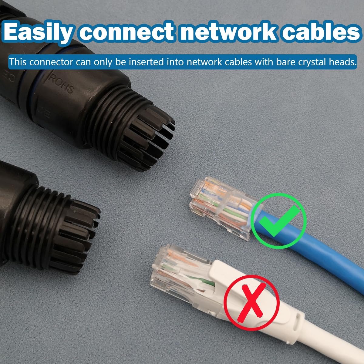 SnelShoppen - Ethernet Connectoren voor Buiten, Vrouwelijk naar Vrouwelijk, 2 Stuks RJ45 Waterdichte Koppeling voor CAT.6E/CAT.6/CAT.5E/CAT.5, RJ 45 W