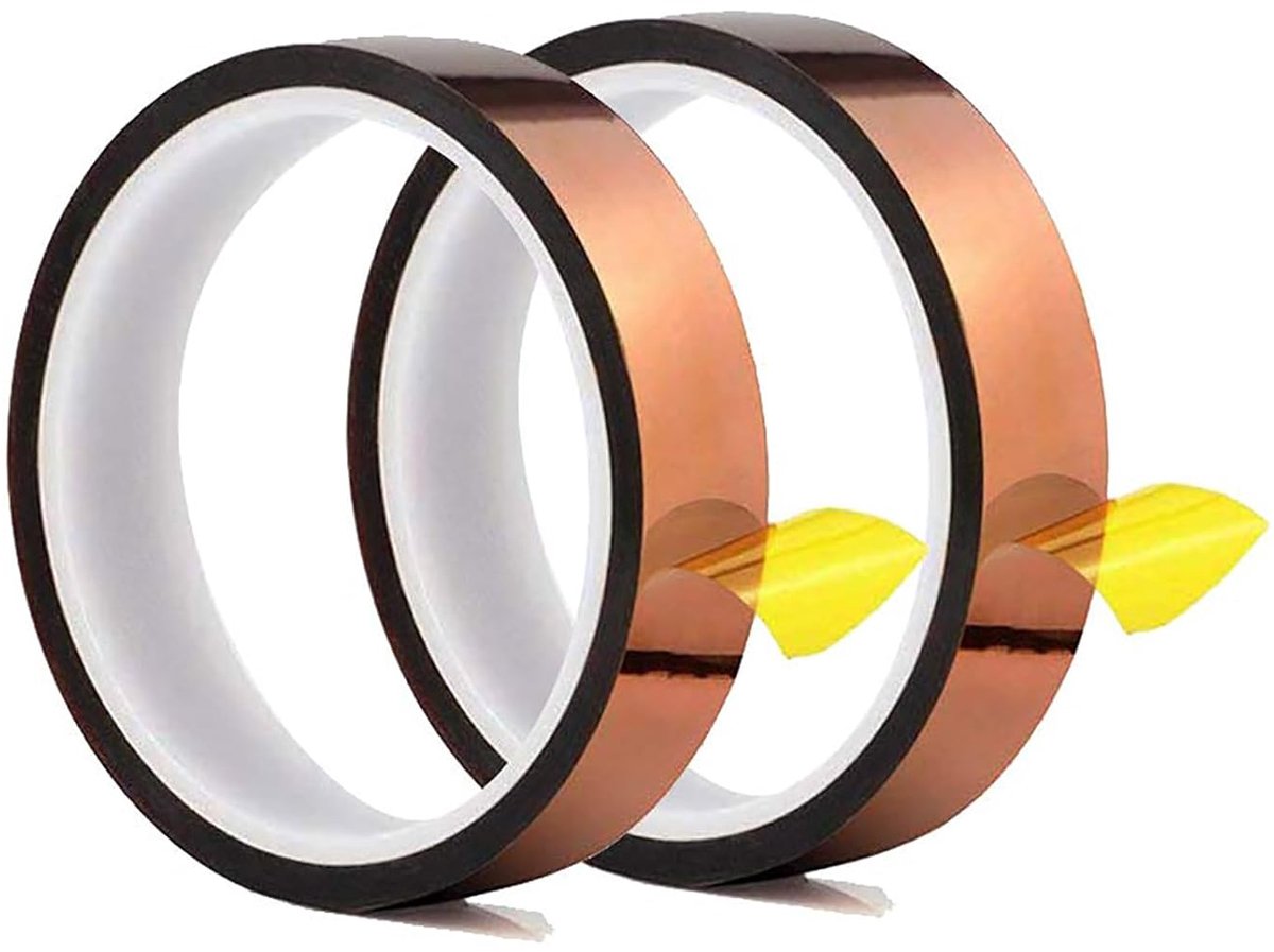 SnelShoppen - Polyimide Hechtband Tape 2 Rollen Hoge Temperatuur Tape 10mm Breed voor Isolerende Verf, Maskeren, Soldeerwerk, Poeder Coating, Sublimat