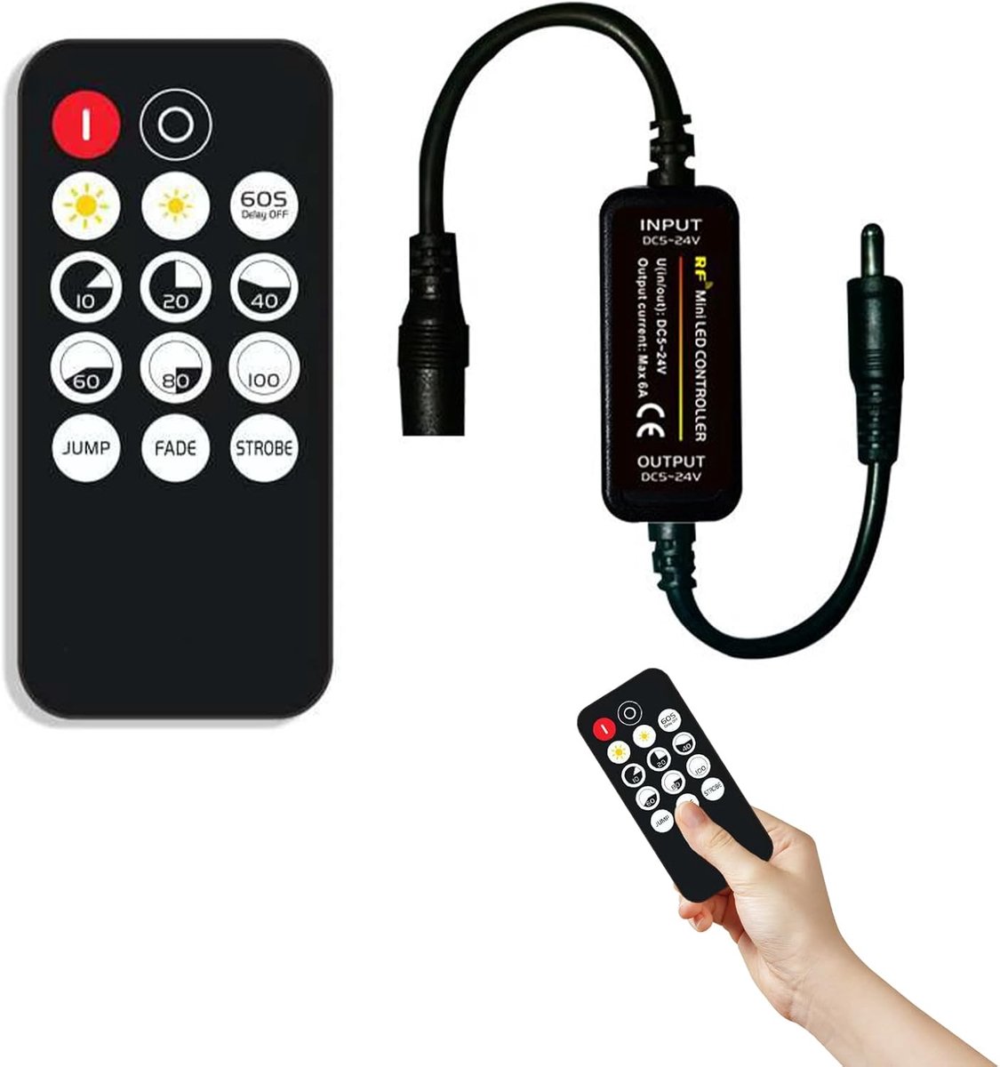 LED dimmer controller mini RF 14 toetsen - DC5-24V - verstelbare helderheid - eenvoudig in gebruik - ShopVlot