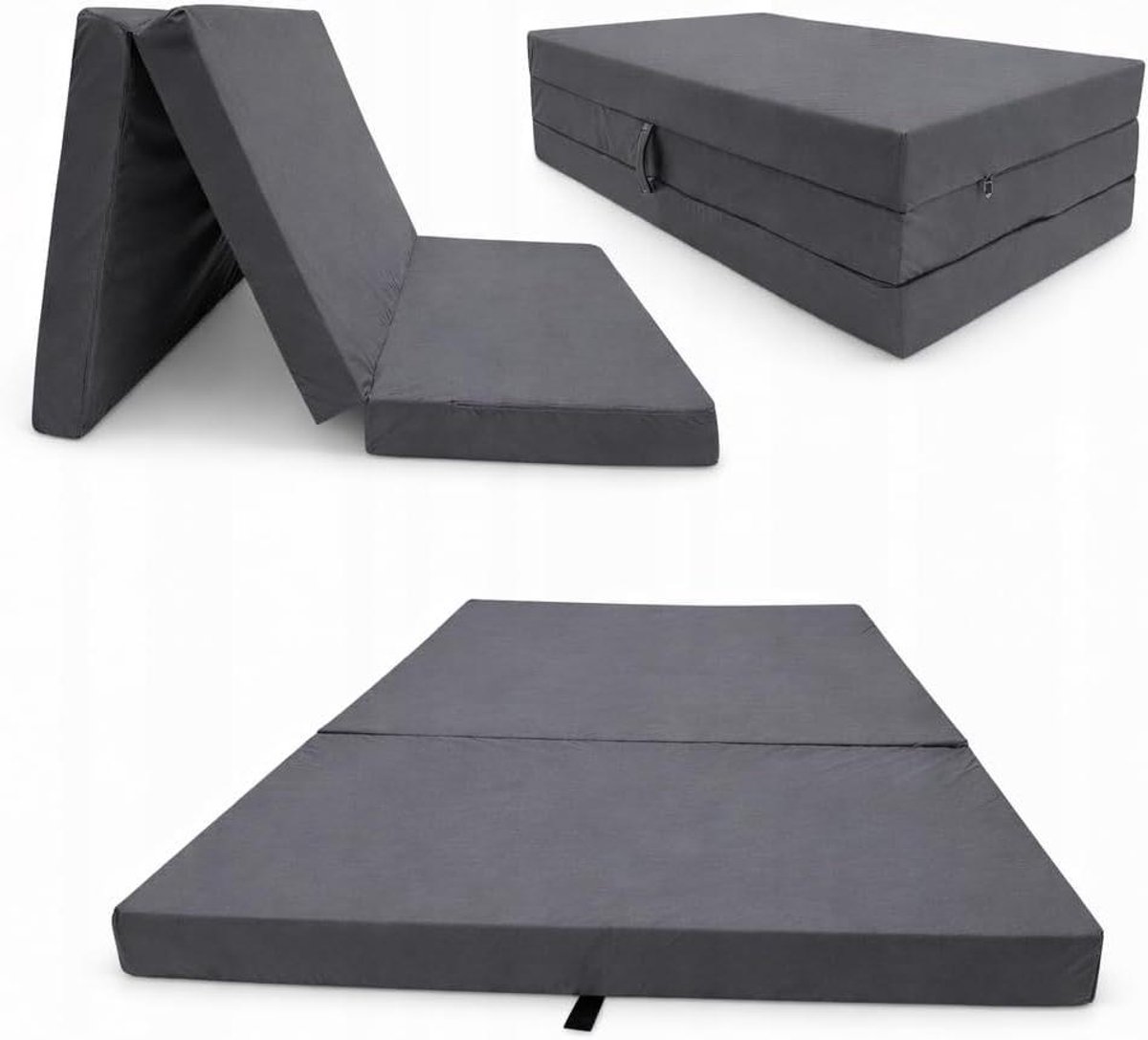 Vouwmatras Gastenbed - Opvouwbaar Logeerbed - Comfortabel Slapen - Afneembare Hoes - 65 x 180 cm - Grijs