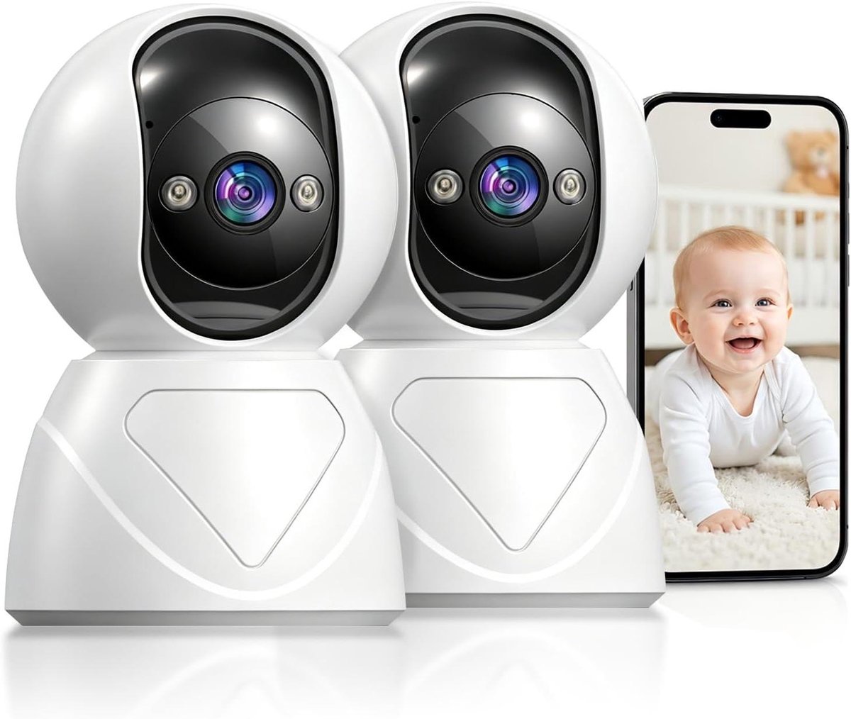 WIFI Beveiligingscamera - Binnencamera Babyfoon - Huisbewaking Thuis - Automatische Tracking - 3x Optische Zoom - Wit