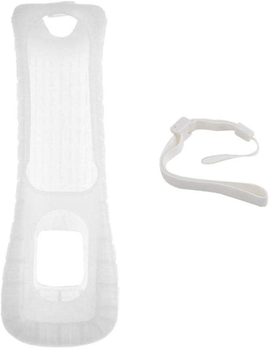 SnelShoppen - Silicone Beschermhoes en Polsband met Verstelbare Gesp, Geschikt voor Wii Afstandsbediening (Wit)