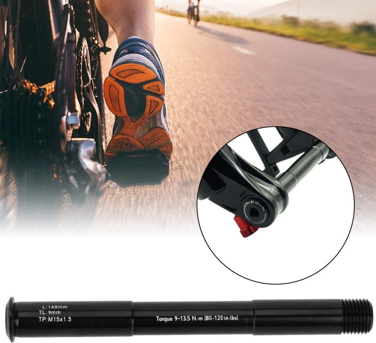 Bicycle Front Fork Axle Cycling Front Fork Thru Axle Skewer Aluminum Thru Axle for Rockshox (15X100MM (148L)) - ShopVlot