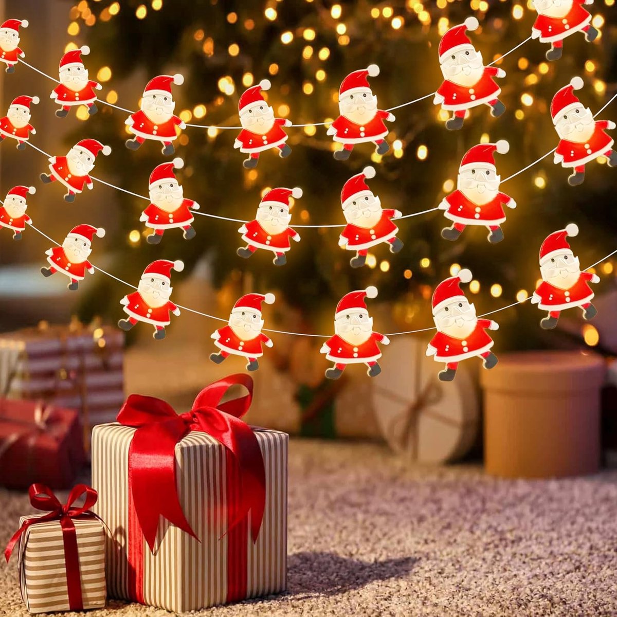 Santa Claus Fairy Lights, 2 m, 20 LEDs, Indoor Fairy Lights, Battery, LED Christmas Lights, Santa Claus, Christmas - ShopVlot