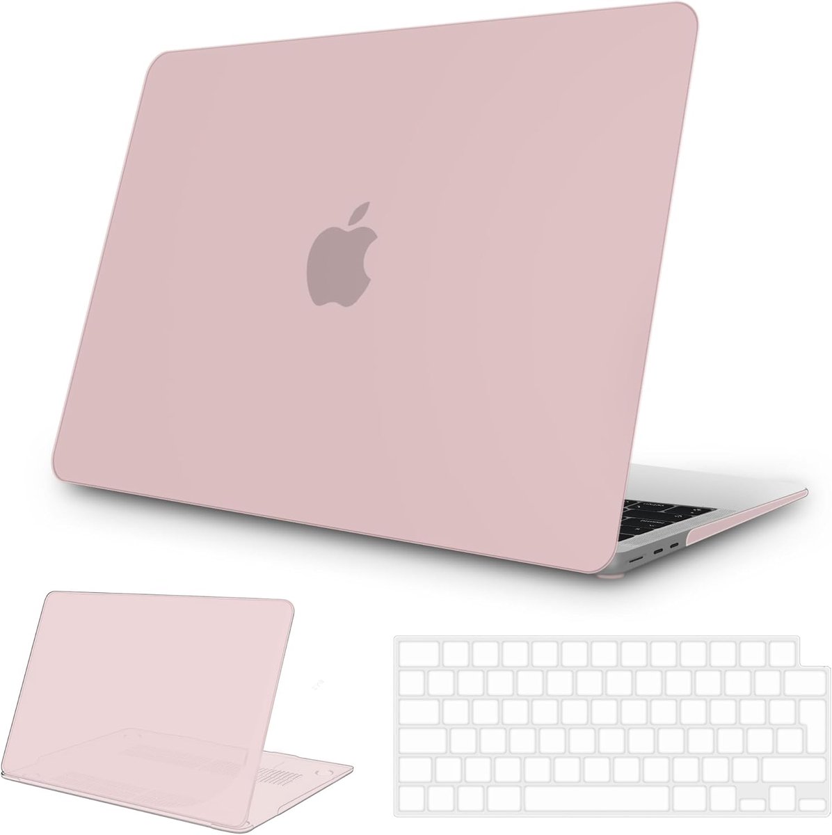 SnelShoppen - MacBook Air 13.6 Inch Hoes 2022-2026, Roze Mat, Ultra Dunne Beschermhoes, Rigid TPU Toetsenbord Cover, Geschikt voor A3449 M5 M4 M3 M2,