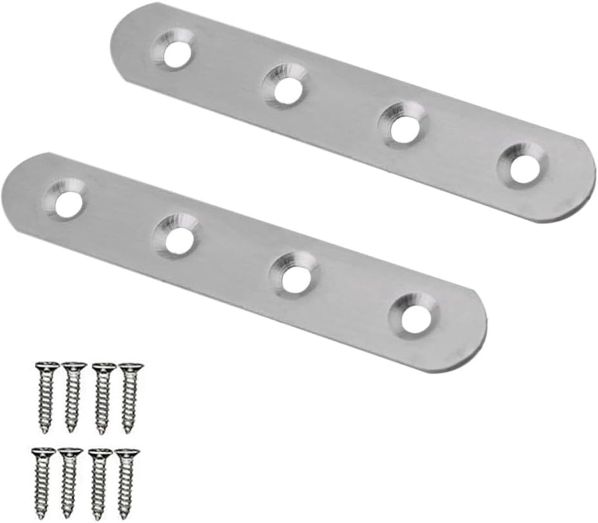 SnelShoppen - RVS Platen Beugels - Rechte Bevestigingsplaten voor Houtbewerking - 100x19x3mm - Duurzaam en Sterk voor Meubelherstel