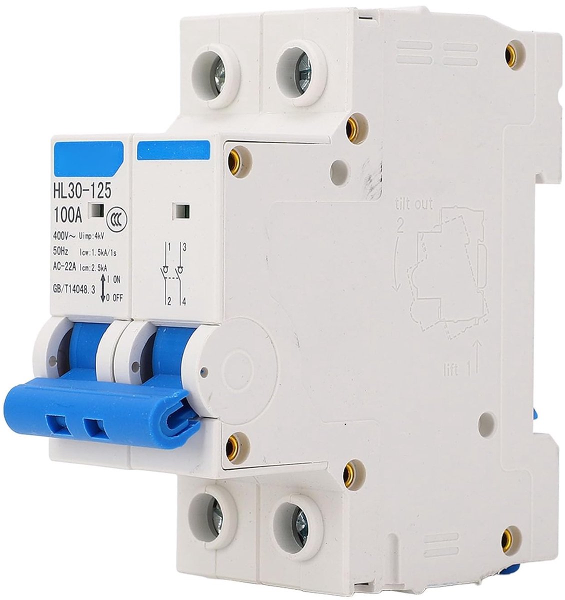 SnelShoppen - Scheidingsschakelaar 2P 400V 100A Isolator Schakelaar Miniatuur Circuitonderbreker DIN Rail Bevestiging voor Thuis Kantoor en Commerciee