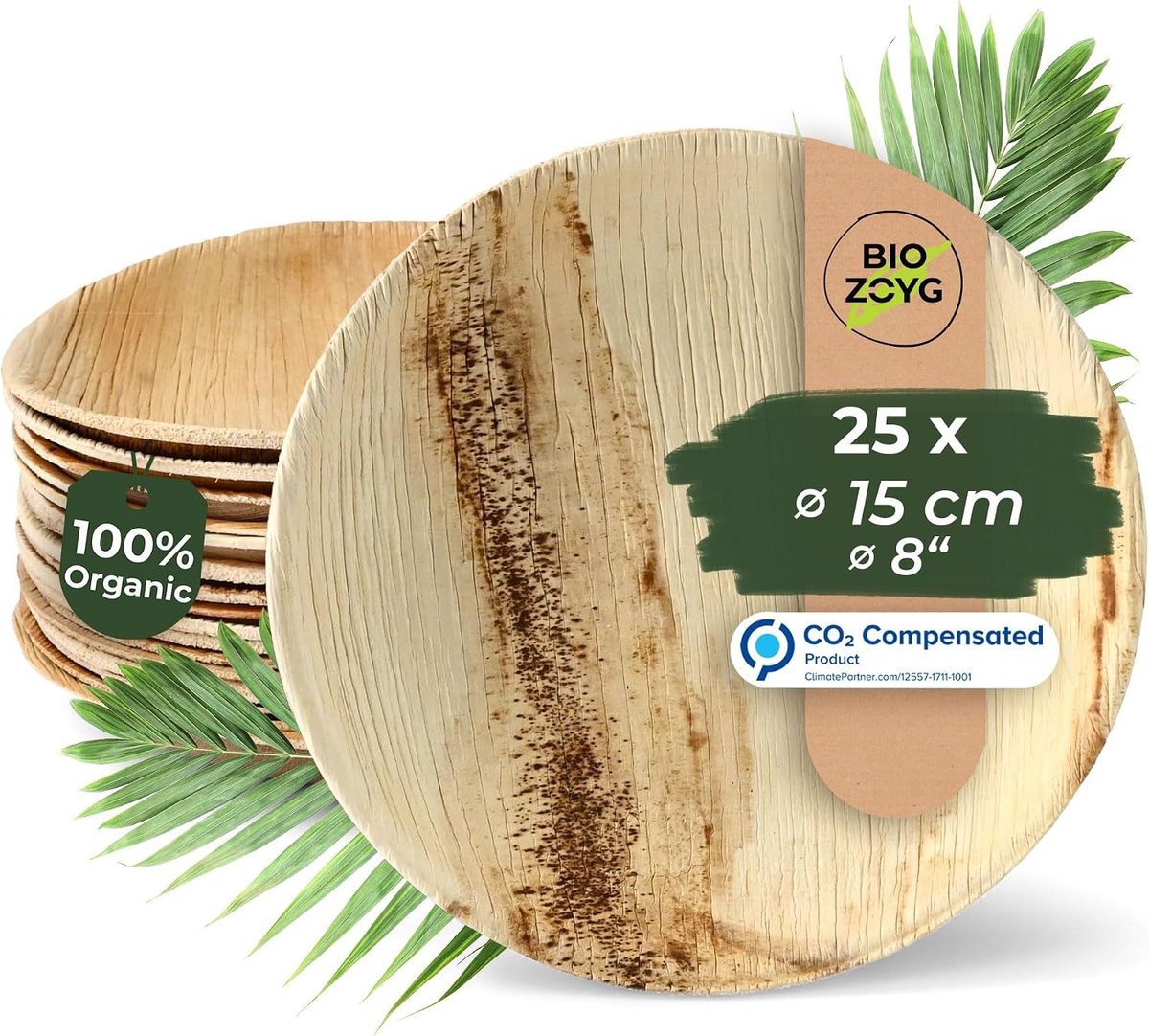 Ronde Biologisch Afbreekbare Borden van Palmblad Ø 15cm (25 stuks)