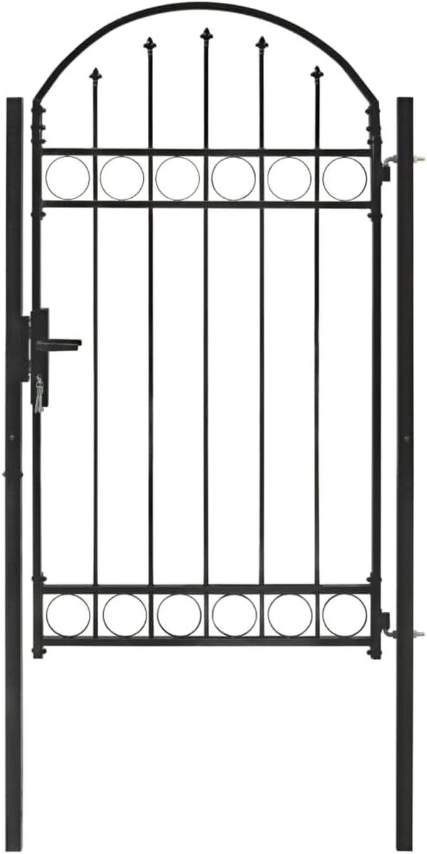 Stalen Booghek - Tuinpoort Metalen Poort - Entree Afscheiden - Roest- en Corrosiebestendig - 100 x 175 cm - Zwart