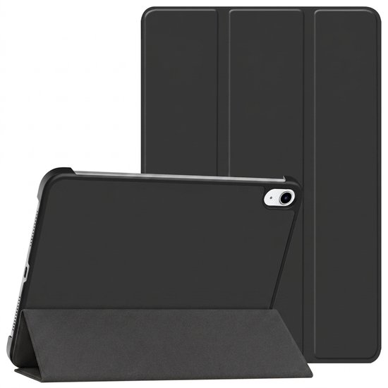 Zwarte imoshion tablethoes voor de iPad, met een drievoudig ontwerp en een cameragat.