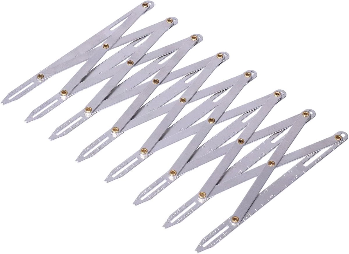 SnelShoppen - Aluminium Meetlat voor Naaiwerk, 1 Stuk, Verstelbare Naai Gauge, Metaal Knopen Finder, Multifunctionele Accessoires voor Gordijnen en Hu