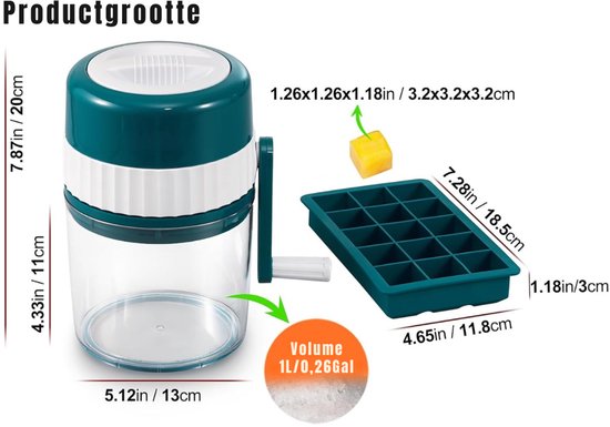 Lìon® Slush Puppy Maker - 1L Capaciteit - Slushy Machine - Slushy Maker - Wit/Groen - 12cm x 12cm x 21cm van Lion — afbeelding 2