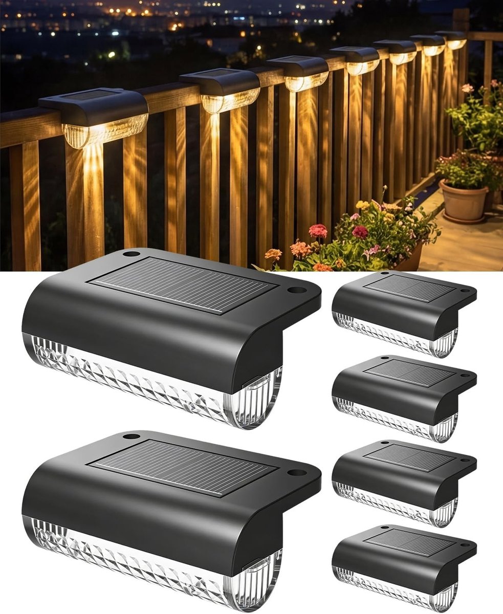 Zonnelampen voor buiten - Zwart - 7,6 x 5,6 cm - Waterdichte Wandlamp op Zonne-energie - Voor Tuin en Terras