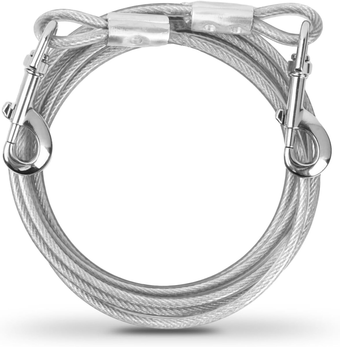 Hondenriem - Wit - 3 meter - Heavy Duty Staaldraad met Draaibare Haak - Voor Middelgrote en Grote Honden
