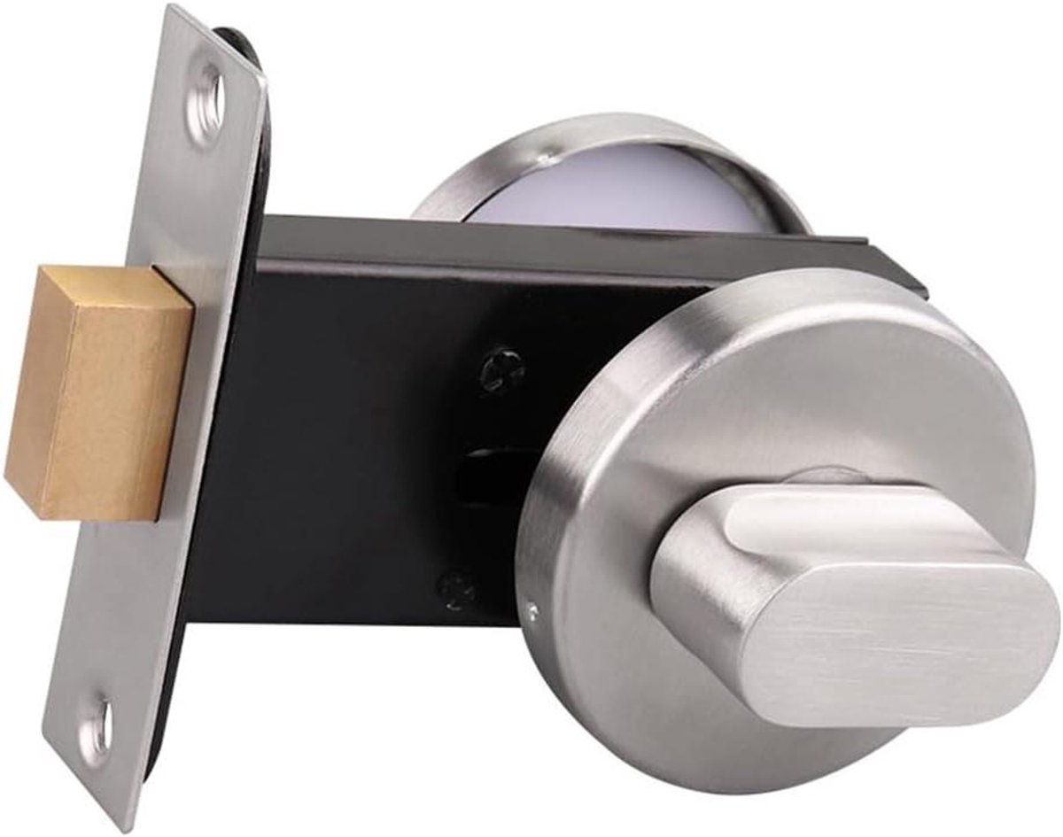 WC Deurslot - Badkamer Grendel - Privacy Bewaken - Visueel Bezetsignaal - 79 x 38 mm - Zilver