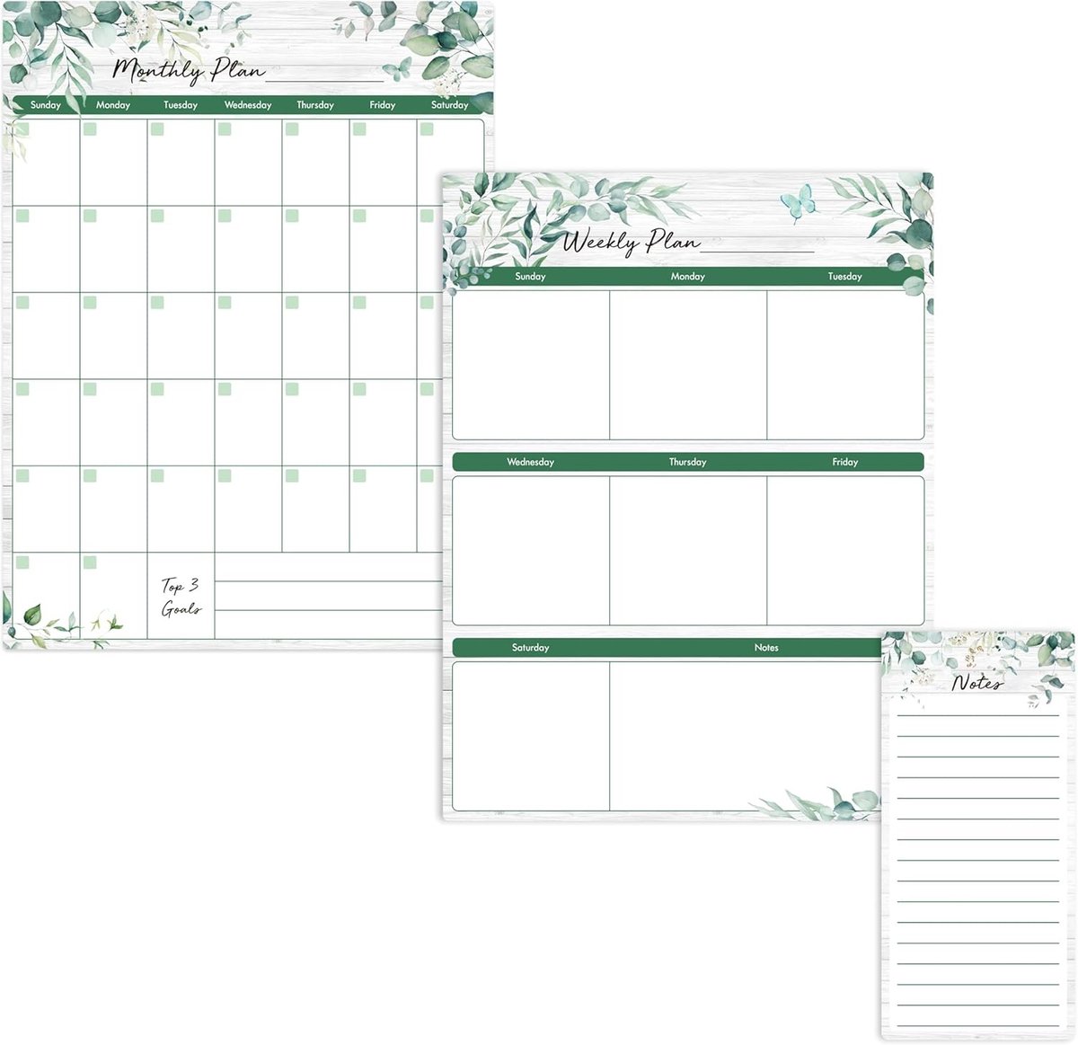 Magnetische Droogwiskalender - Groen - 35 x 26,5 cm - Herbruikbare Planner met Magnetische Achterkant - Voor Thuis, Kantoor en Klaslokaal